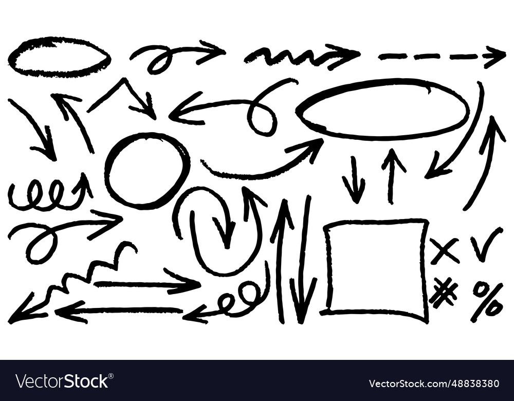 Doodle sketch style of hand drawn lines arrows Vector Image