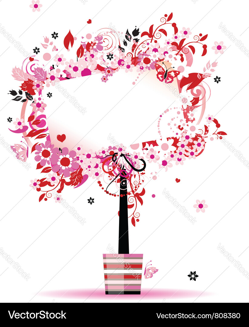 Floral frame tree Royalty Free Vector Image - VectorStock