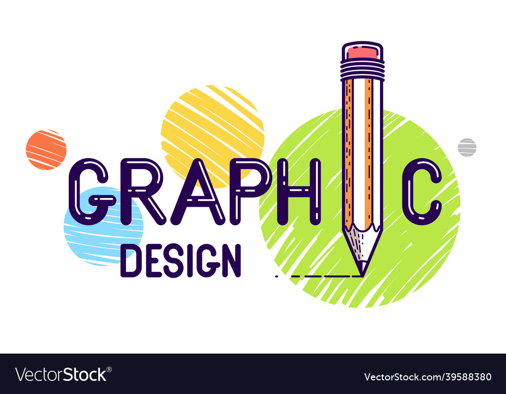 Graphic word with pencil instead of letter i Vector Image