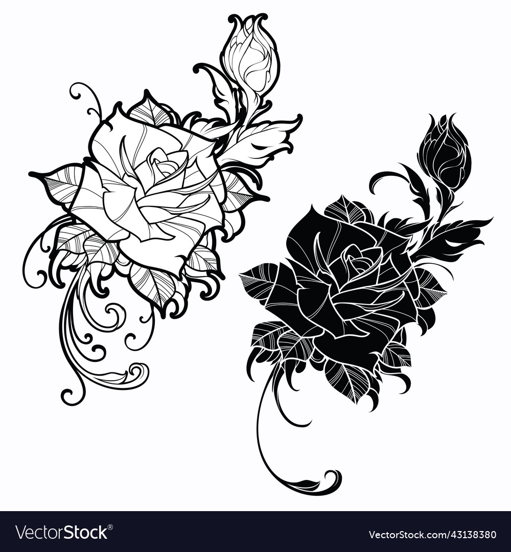 Hand drawn rose flowers composition Royalty Free Vector