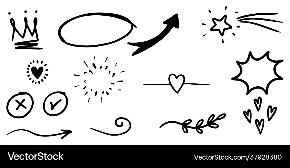Hand drawn set curly swishes swashes swoops Vector Image