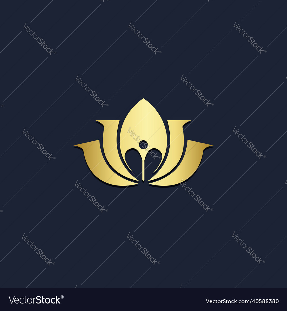 Lotus flower love beauty gold logo Royalty Free Vector Image