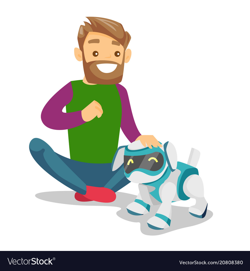 Man Playing with Robot Dog
