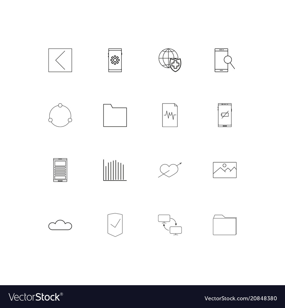 Network and database linear thin icons set