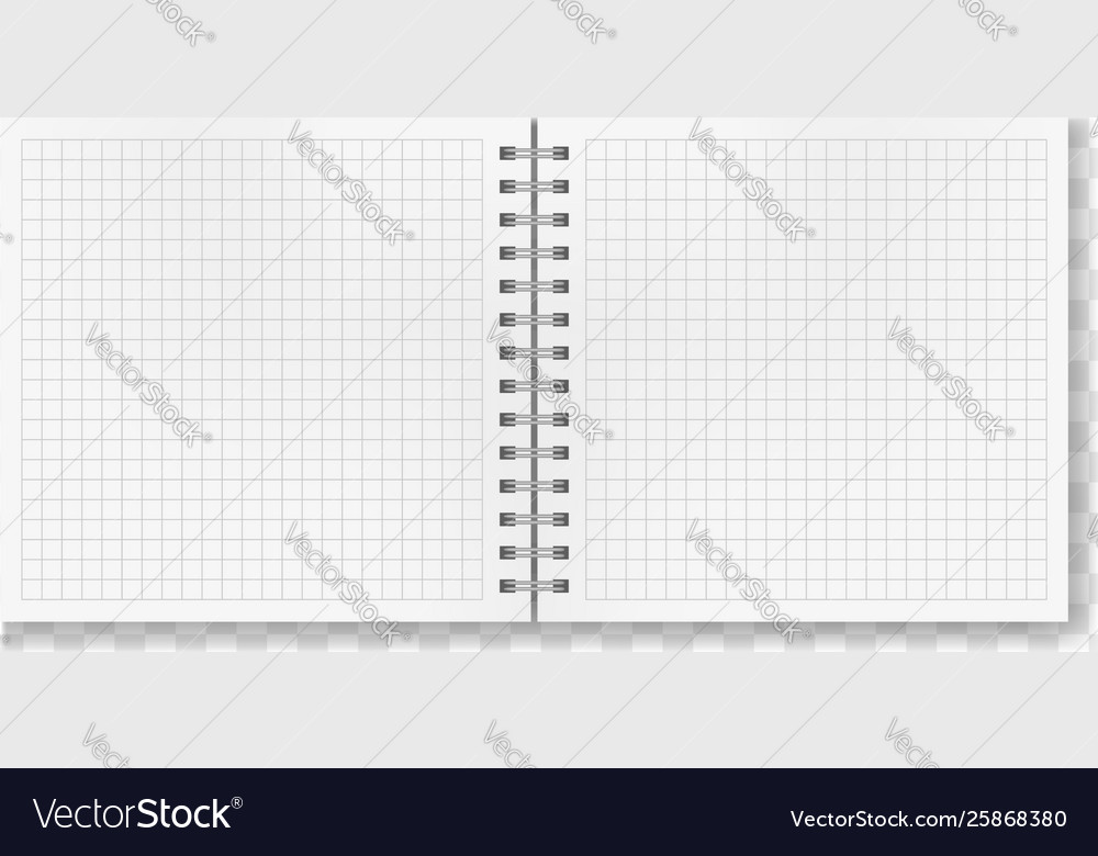 Opened realistic square ruled notebook mockup vector image Opened realistic square ruled notebook mockup