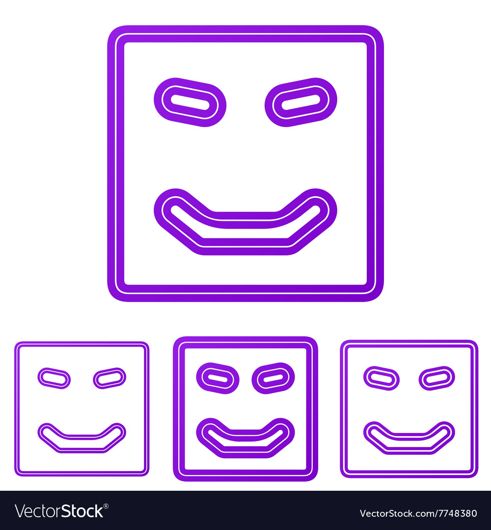 Purple line happy logo design set