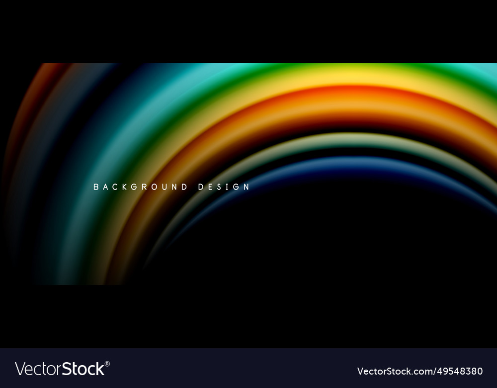 Rainbow color wave lines on black techno