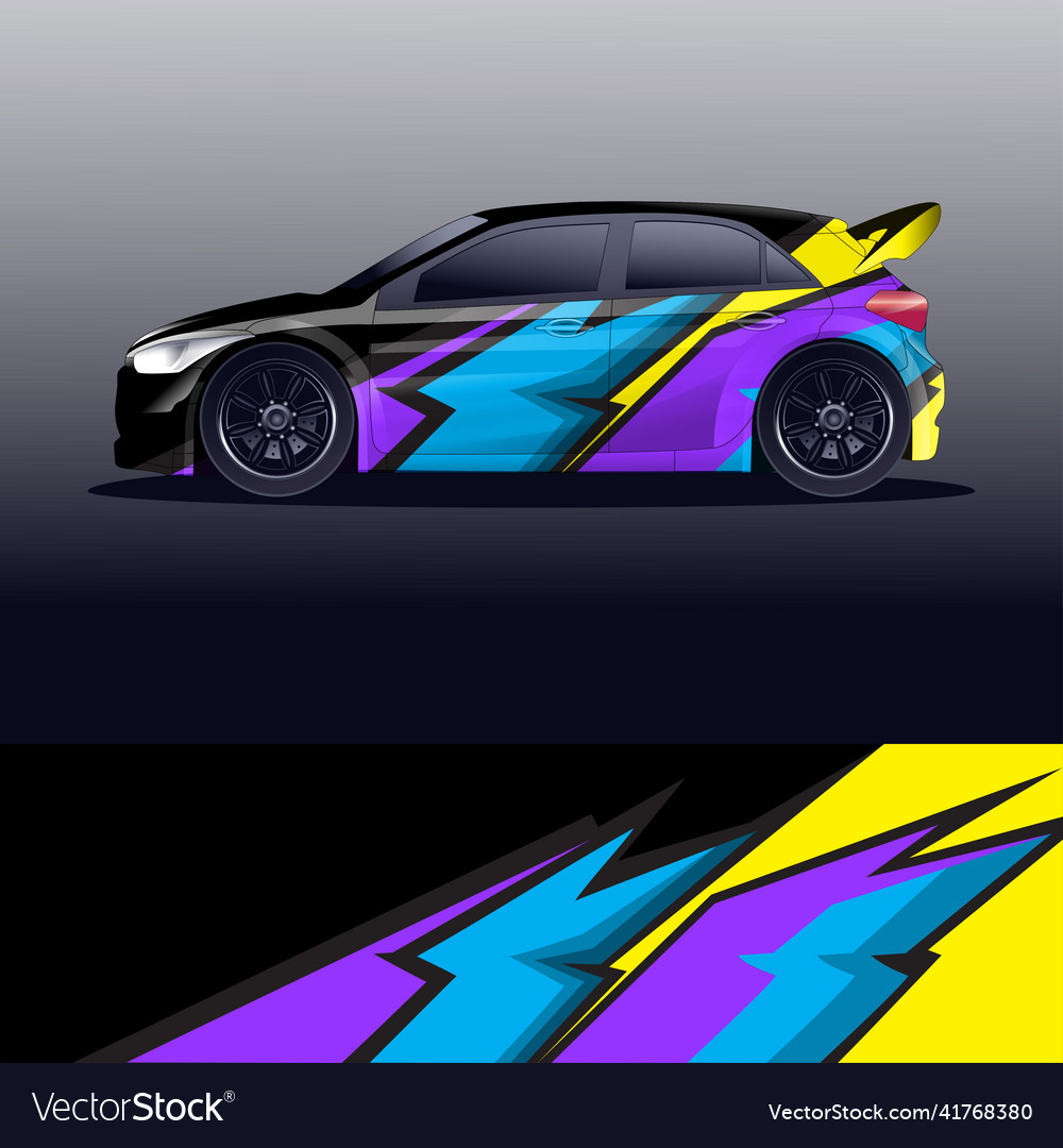 Rally car decal graphic wrap Vector Image Rally car decal graphic wrap