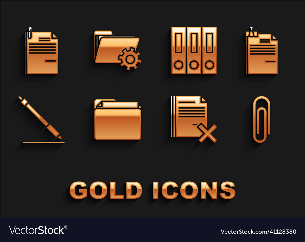 Set document folder file and binder clip vector image Set document folder file and binder clip