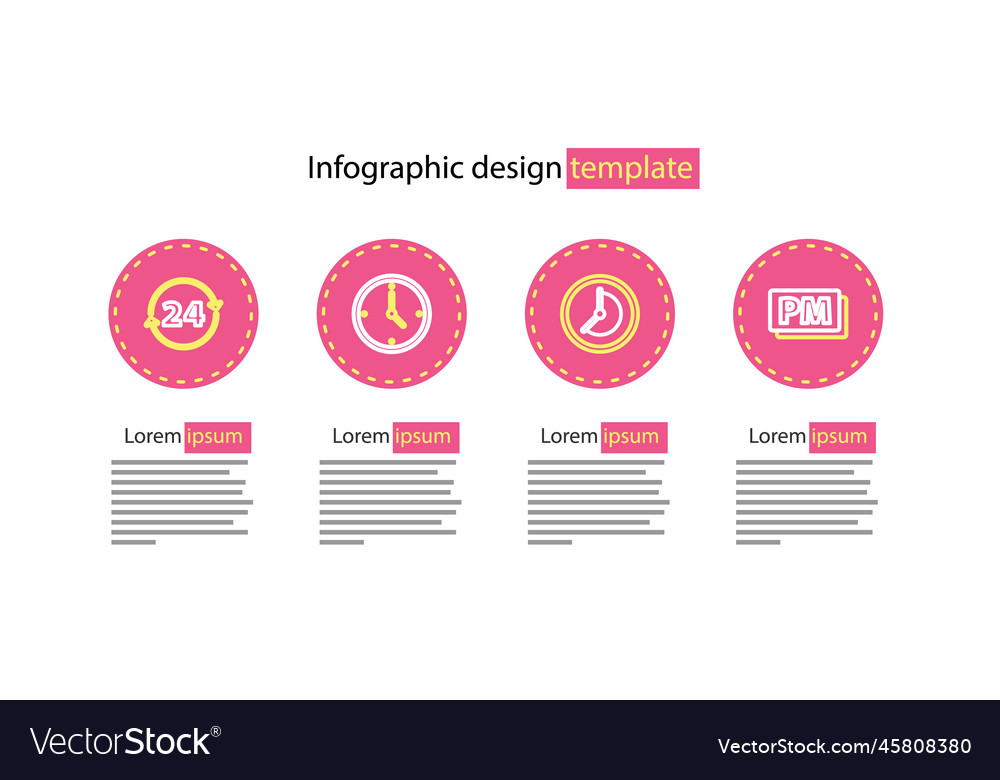 Set line clock pm and 24 hours icon vector image Set line clock pm and 24 hours icon