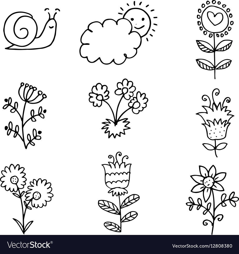 Spring theme item doodles