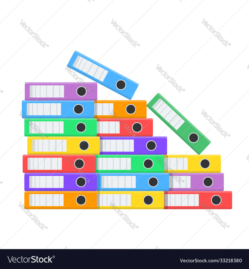 Stack many color document folders for design vector image Stack many color document folders for design