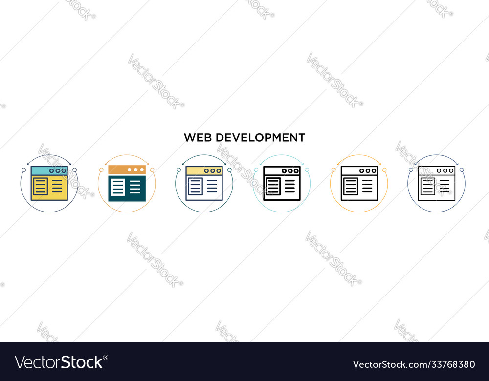 Web development icon in filled thin line outline vector image Web development icon in filled thin line outline