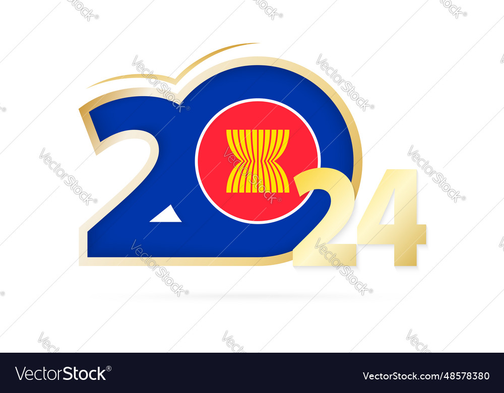 Year 2024 with asean flag pattern Vector Image Year 2024 with asean flag pattern
