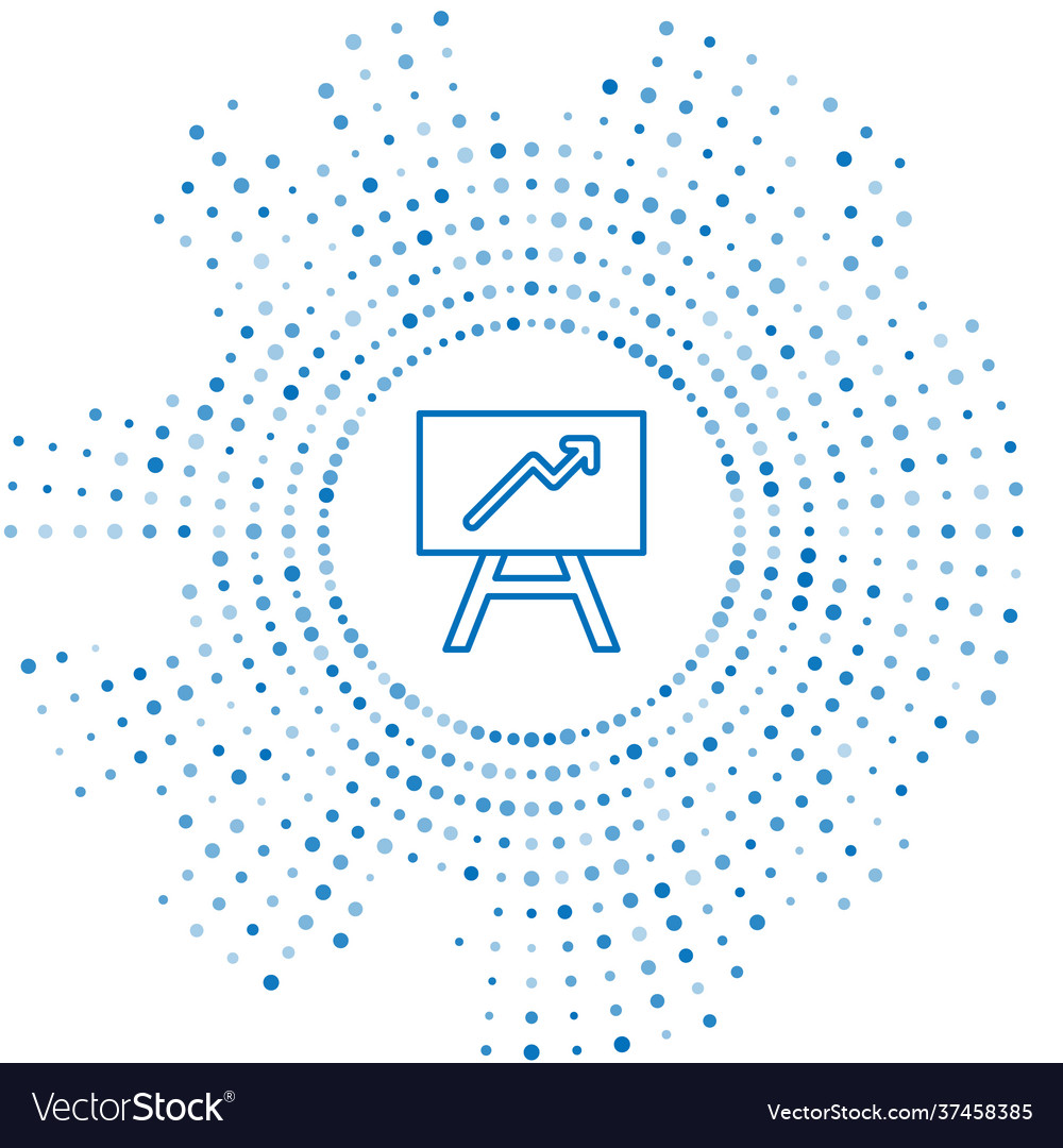 Blue line board with graph chart icon isolated vector image Blue line board with graph chart icon isolated