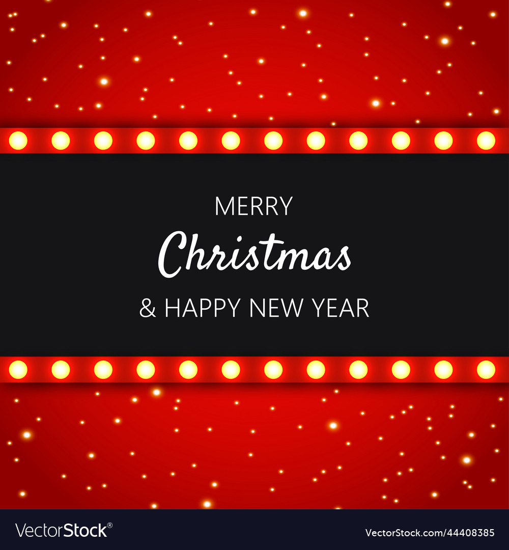 Christmas banner bright lights red background