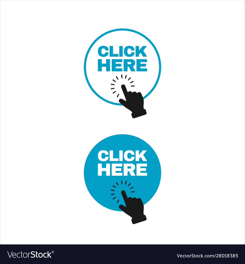 Click here button symbol hand pointer