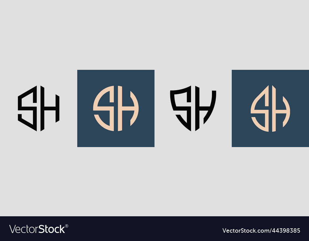 Creative simple initial letters sh logo designs