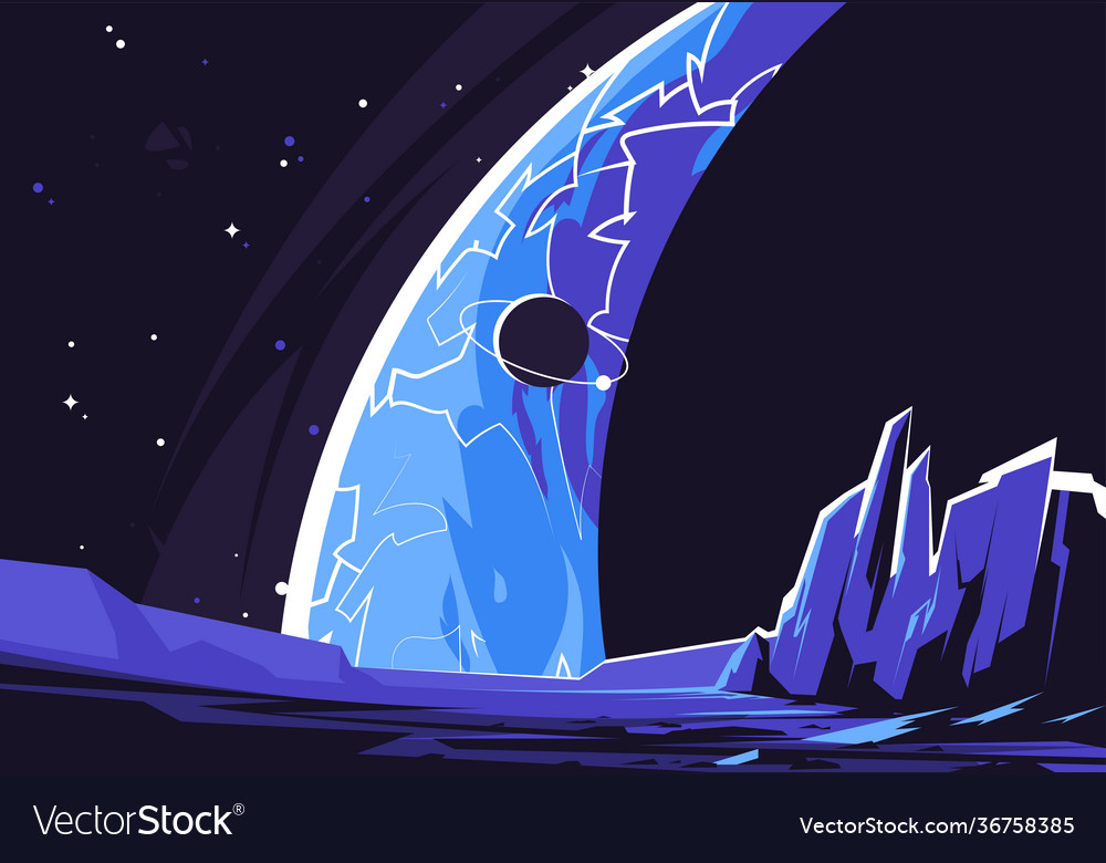 Dark landscape a futuristic planet Royalty Free Vector Image