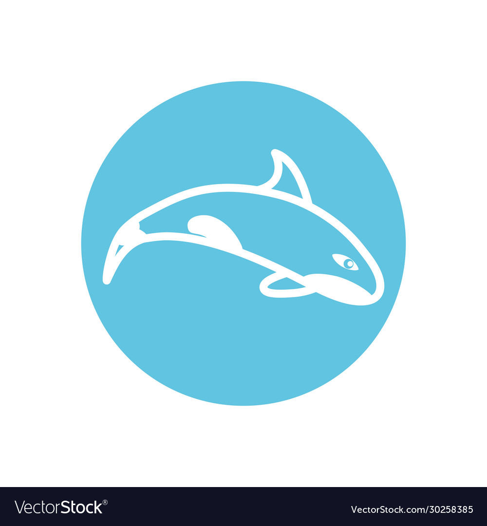 Isolated whale line block style icon design