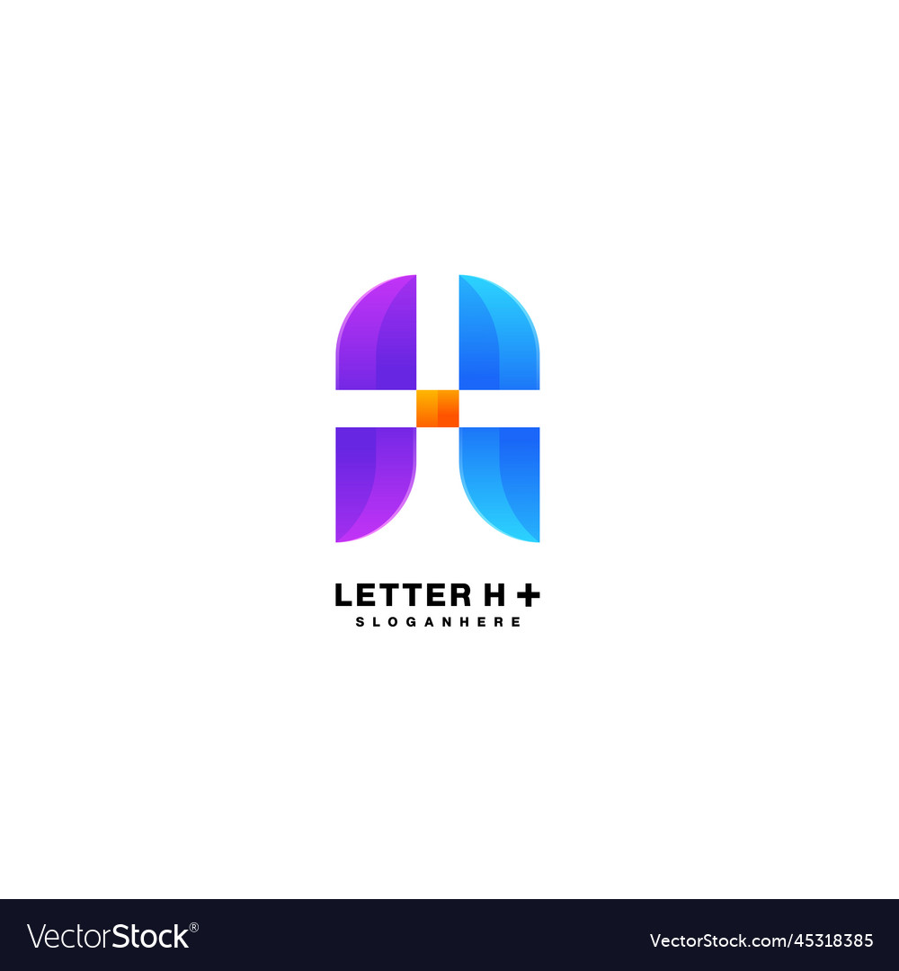 Letter h with plus symbol logo color template