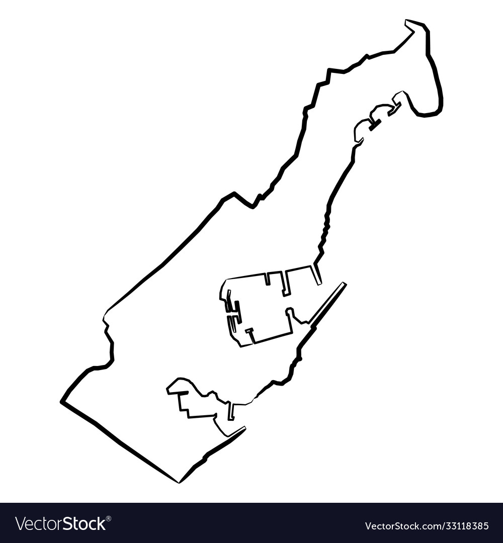 Monaco map from contour black brush lines