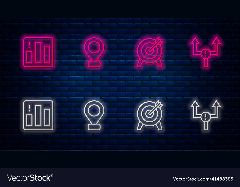 Set line location target pie chart infographic vector image Set line location target pie chart infographic