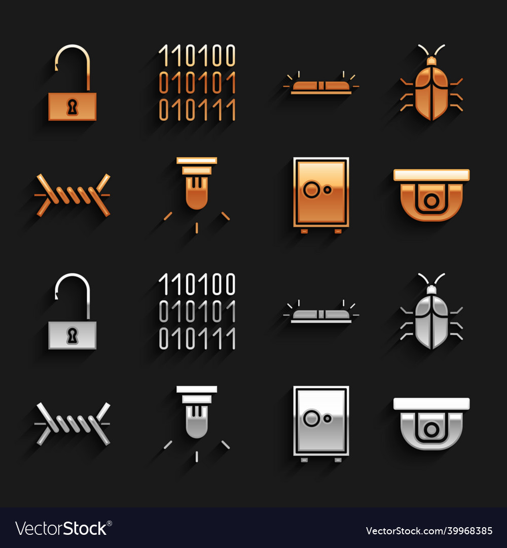 Set motion sensor system bug concept safe vector image Set motion sensor system bug concept safe