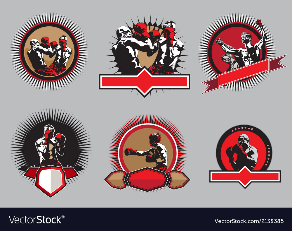 Set of boxing icons or emblems