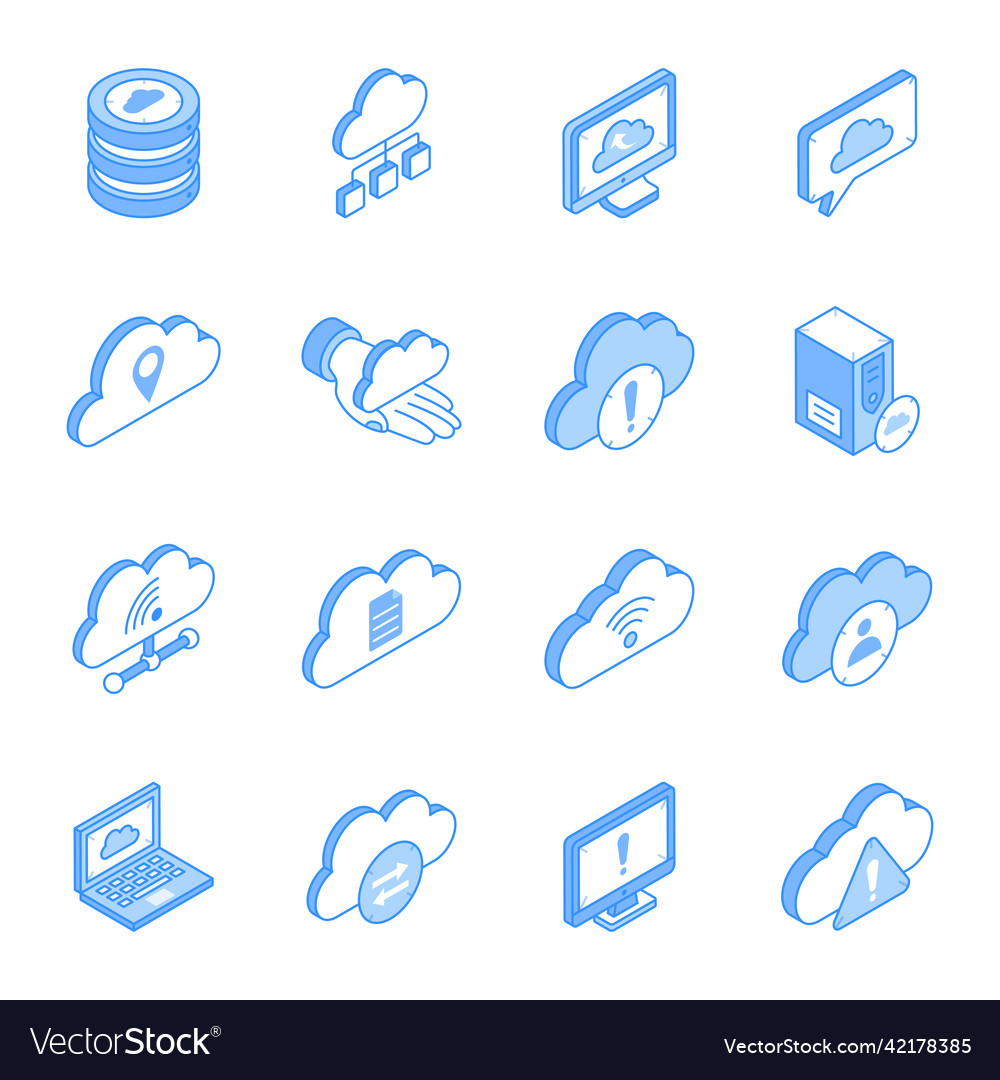 Set of data hosting isometric icons