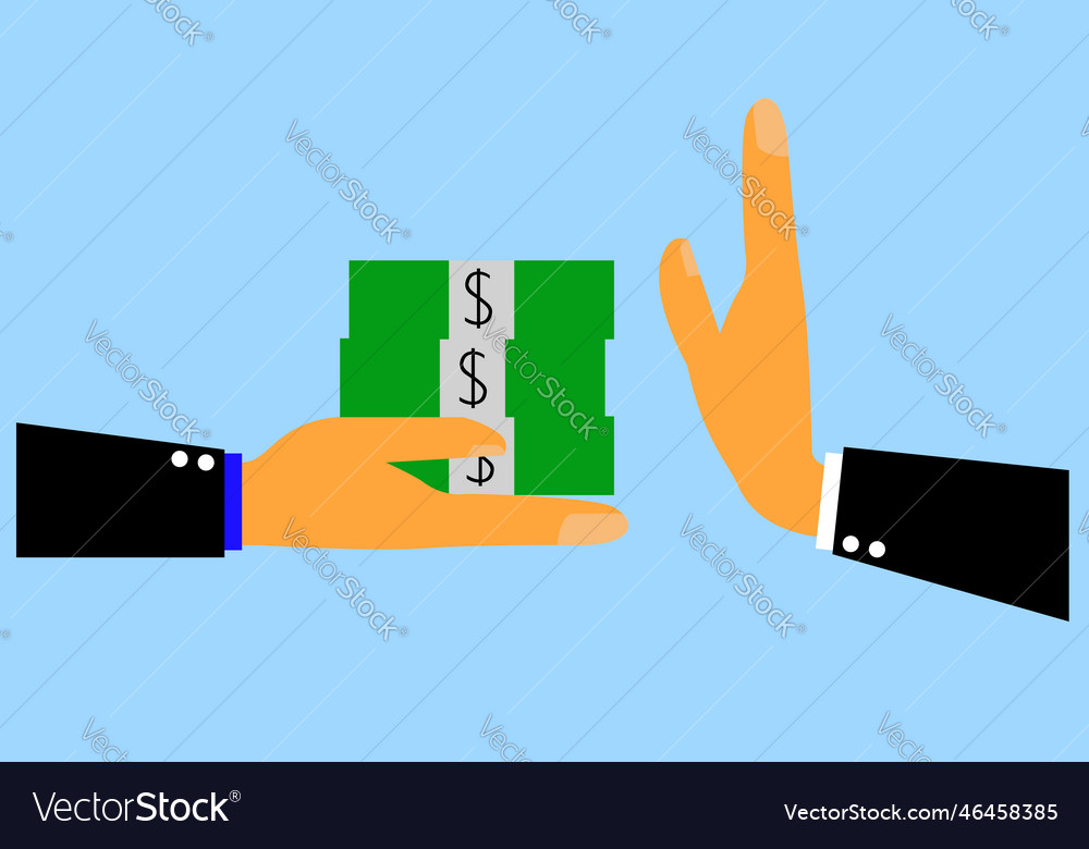 Simple hand refuse stack of dollar paper money Vector Image