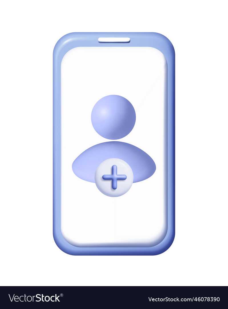 3d add user avatar create group symbol in phone Vector Image 3d add user avatar create group symbol in phone