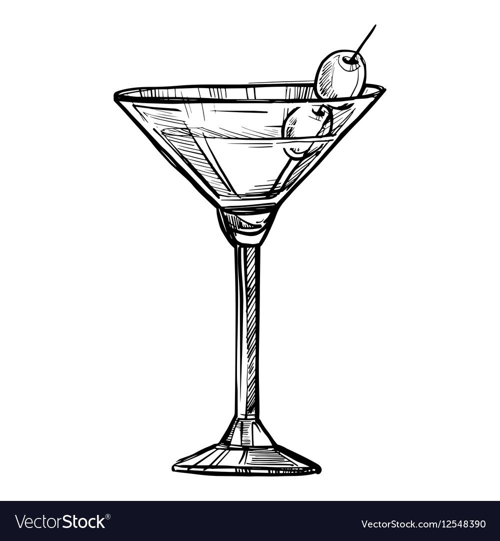 Cocktail Glass Drawing Vector - Voodoking Wallpaper