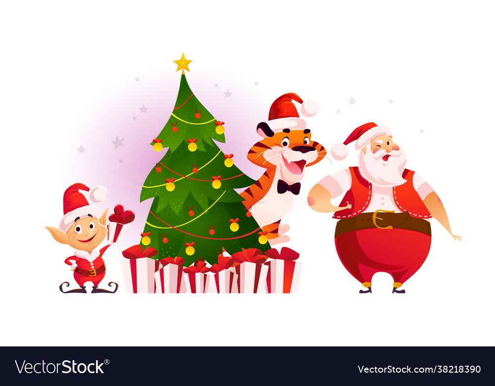 Weihnachten Elf mit Tiger & Santa