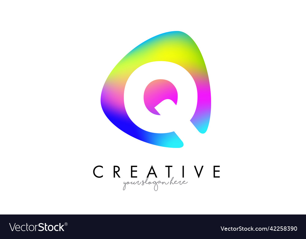 Colorful rainbow q letter logo design with oval Vector Image