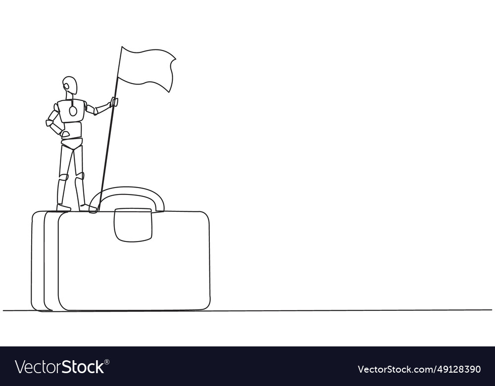 Continuous one line drawing of robotic artificial vector image Continuous one line drawing of robotic artificial