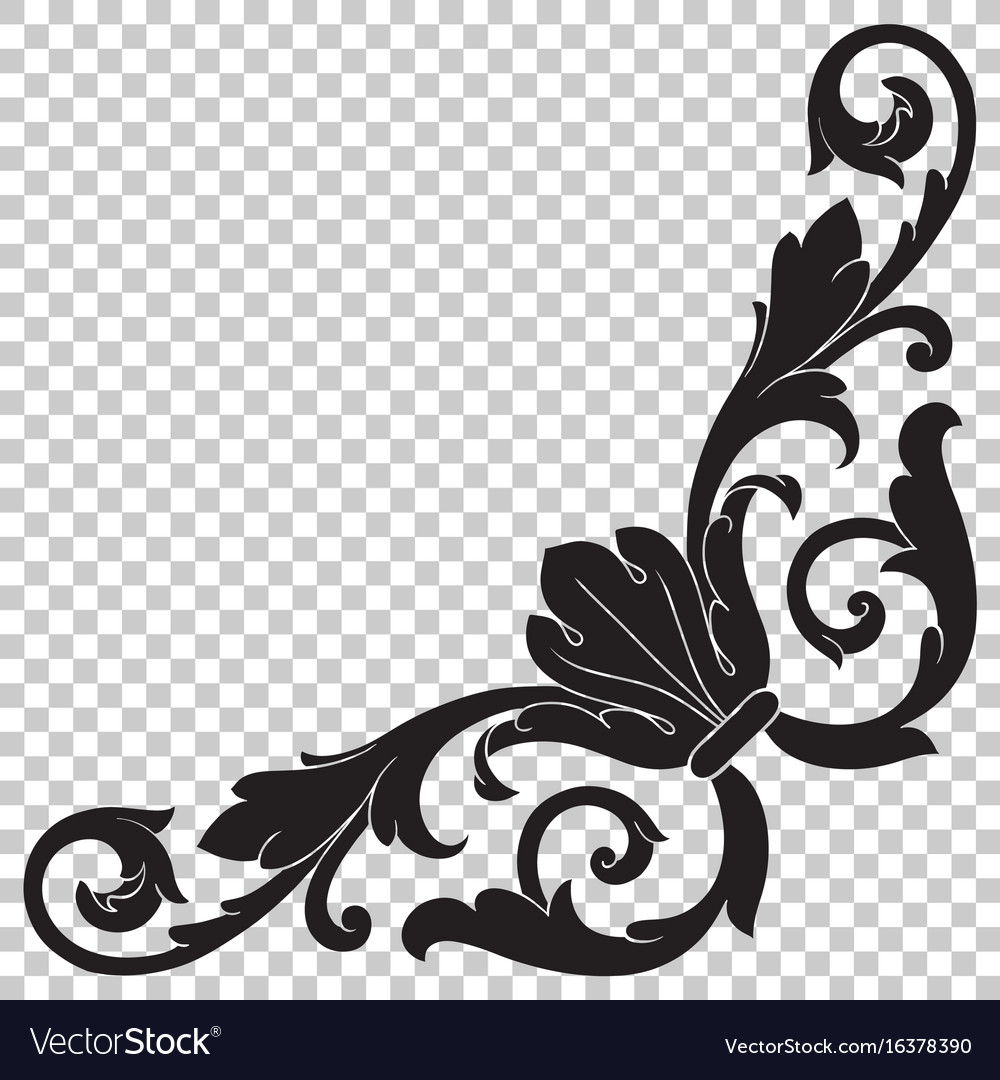 Corner baroque ornament decoration element Vector Image