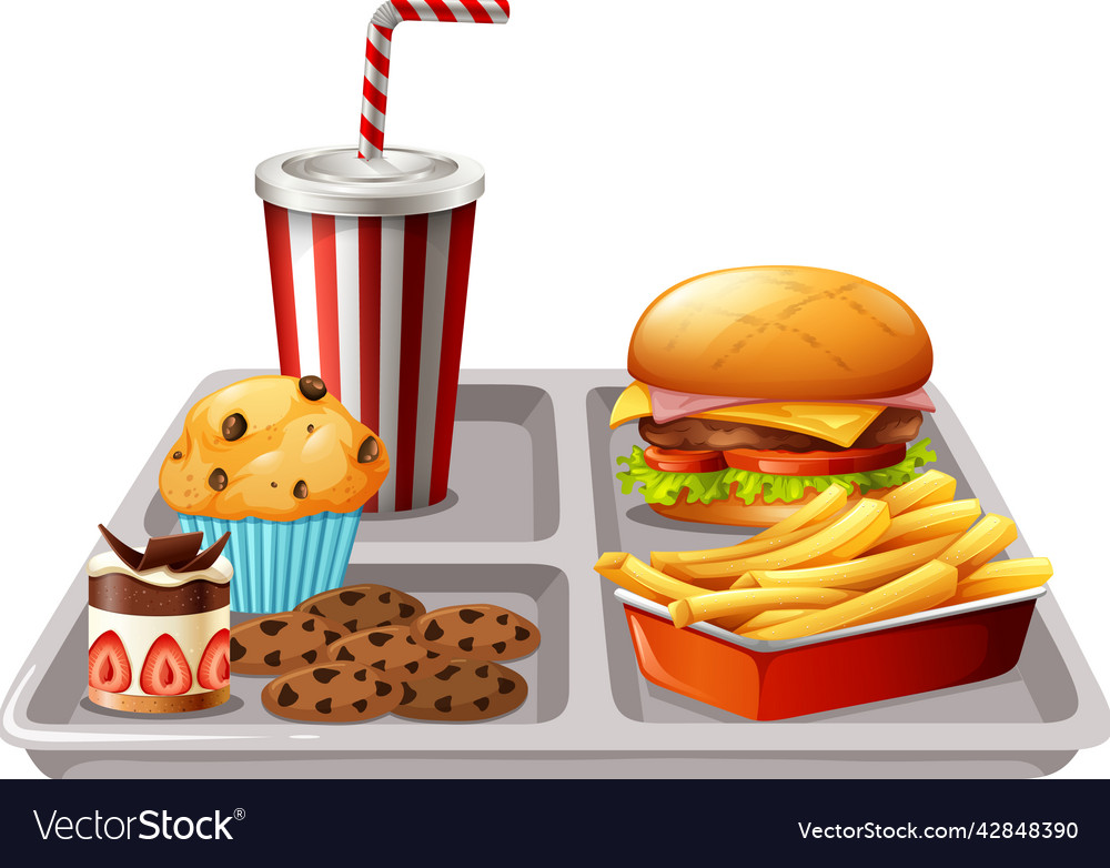 Fastfood set on white background