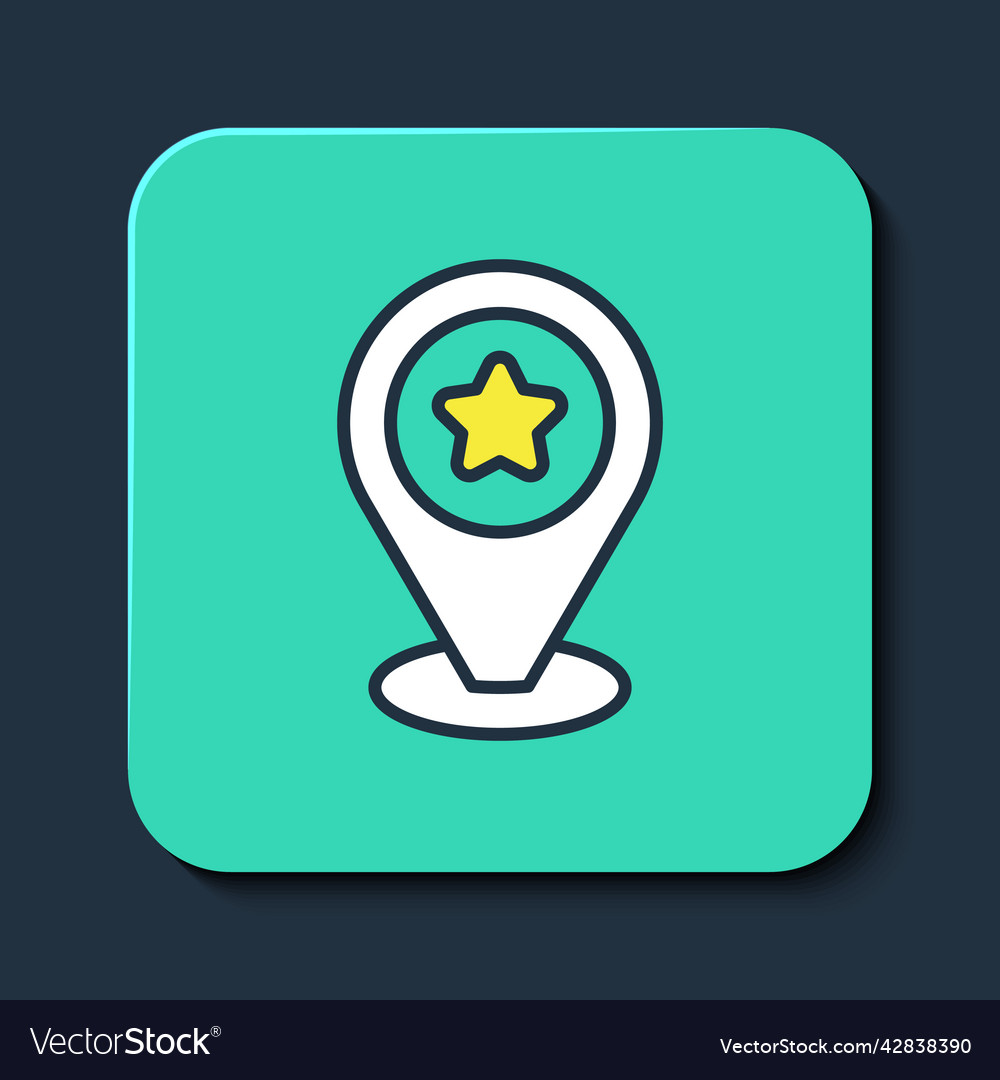 Filled outline map pointer with star icon isolated Vector Image Filled outline map pointer with star icon isolated