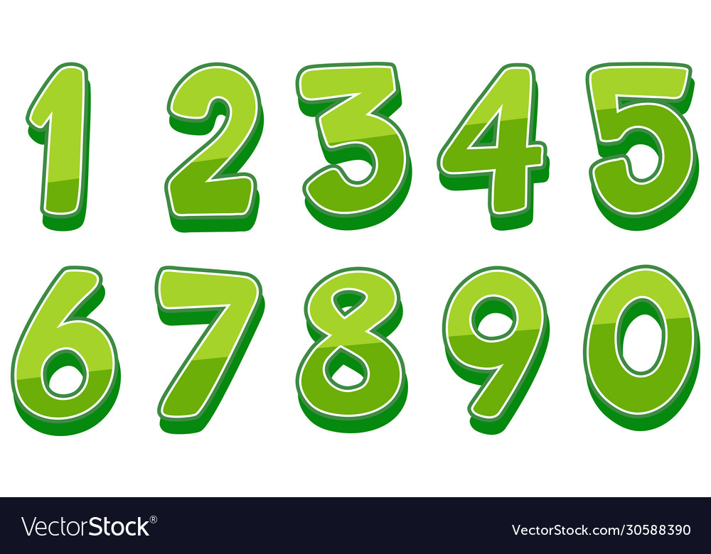 Font design for numbers one to zero on white vector image Font design for numbers one to zero on white