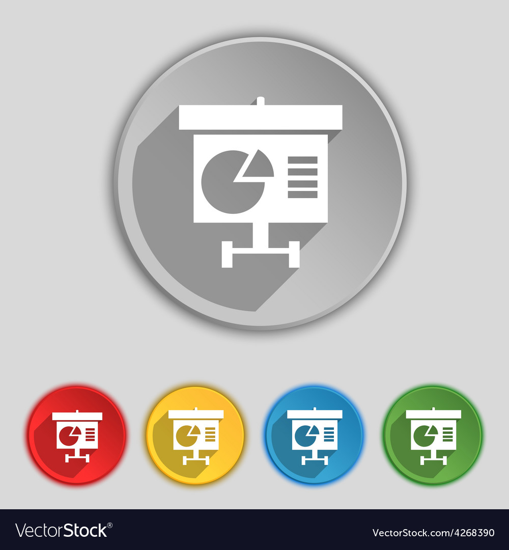 Graph icon sign symbol on five flat buttons