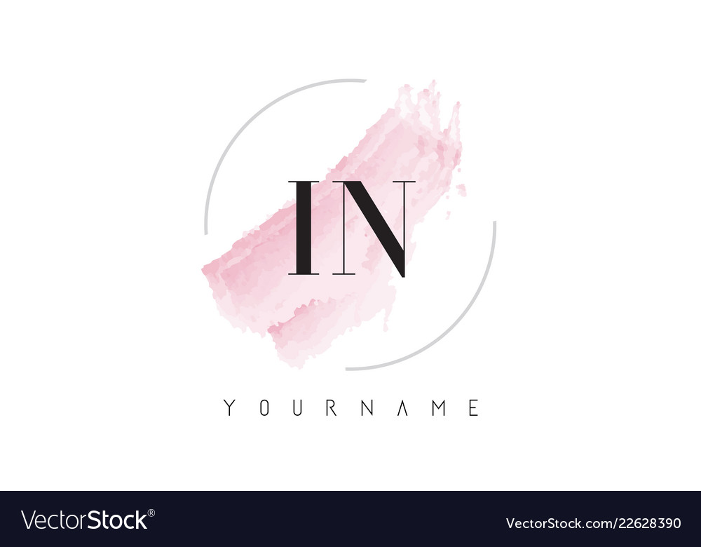 In i n watercolor letter logo design