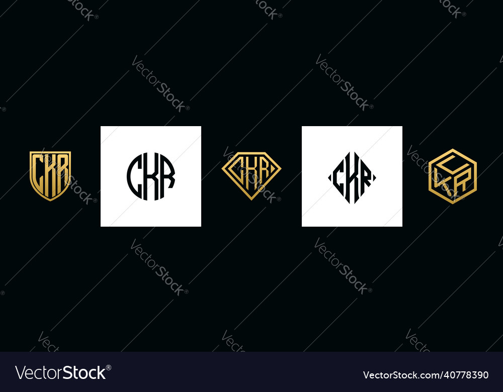 Initial letters ckr logo designs bundle vector image Initial letters ckr logo designs bundle