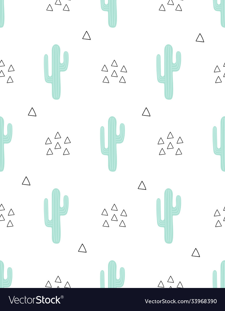 Mint Cactus Seamless Pattern