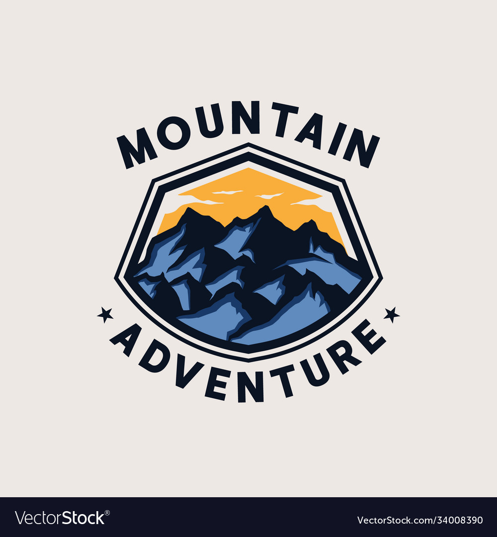 Mountain adventure emblem logo template Royalty Free Vector