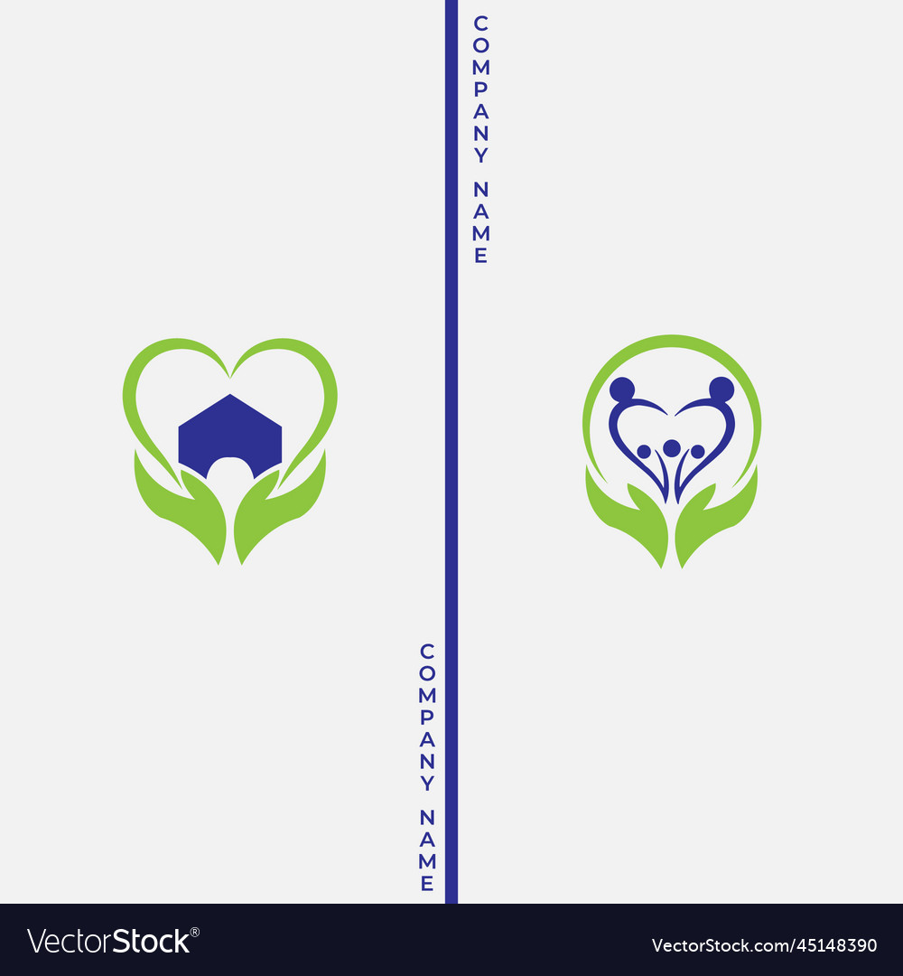 People home heart hand combination logo icons vect