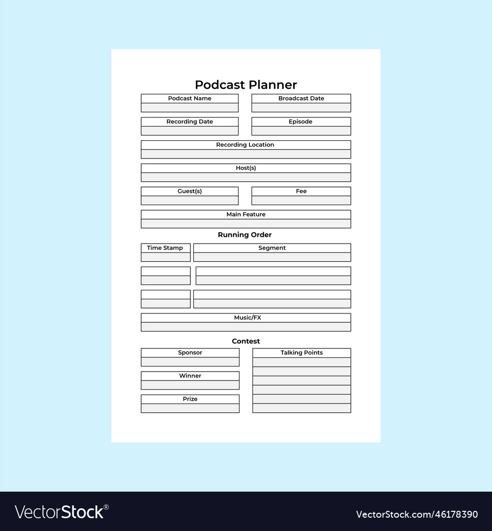 Podcast regular information tracker kdp interior