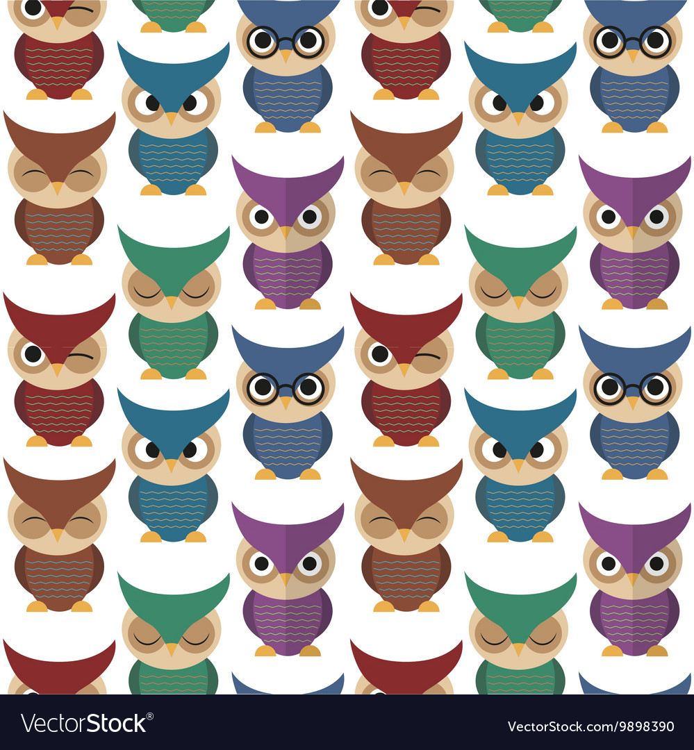 Seamless pattern with owls