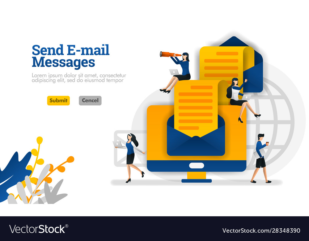 Sending e-mail messages and articles from end vector image Sending e-mail messages and articles from end
