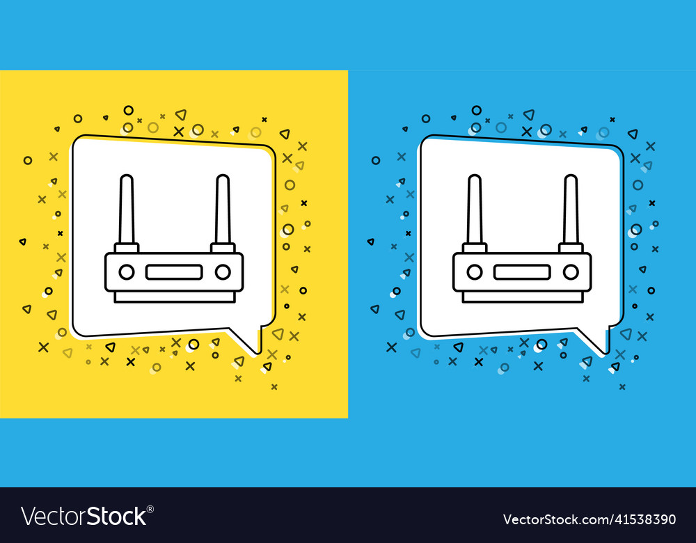 Set line router and wi-fi signal icon isolated